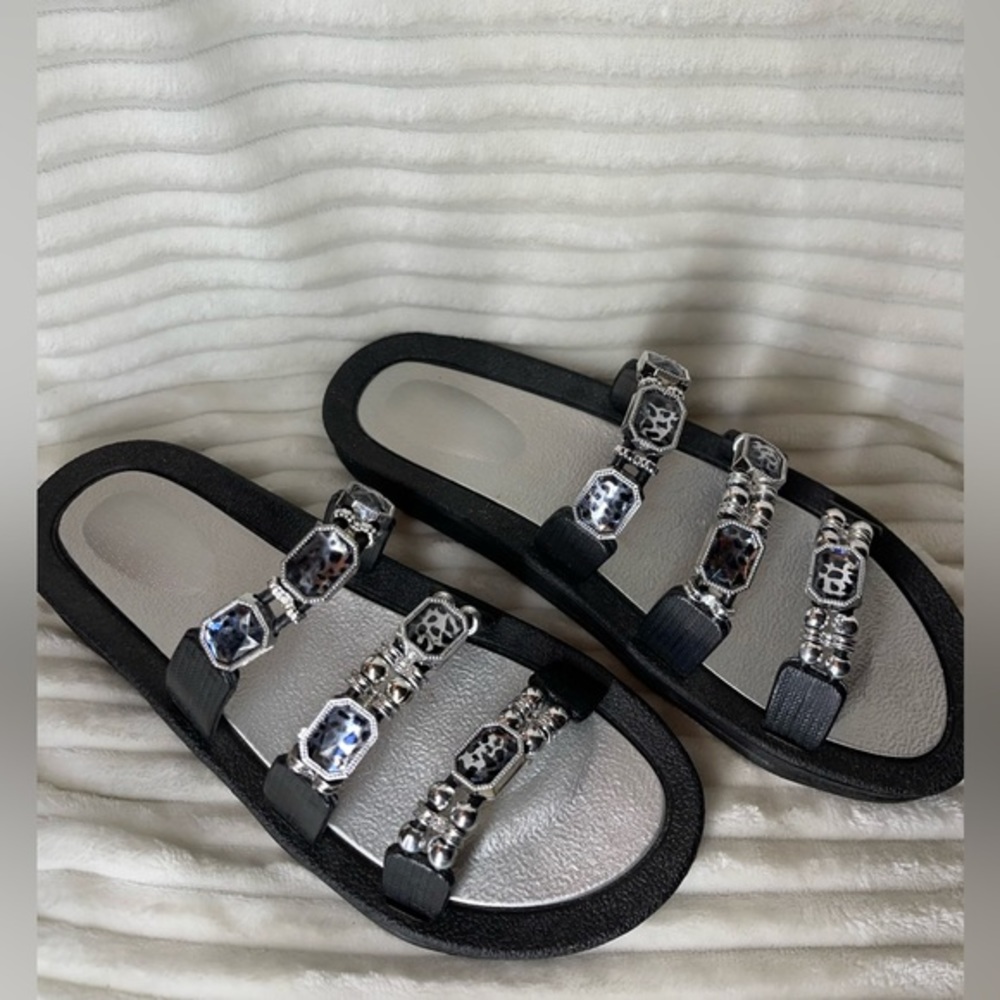 Animal Print Jeweled Sandal